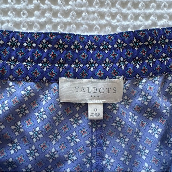 Talbots Womens Blue Floral Trouser Pants Pull On Elastic Waist Straight Leg - Picture 7 of 8
